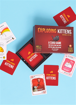 For people who are into kittens&hellip; and explosions!. Oh, and erm laser beams!. The most funded game in Kickstarter history. A kitty Russian Roulette if you will. Fewer games, nay, products, really set their stall out with their name, but Exploding Kittens couldn't really get any clearer. For ages 7 and above, this card game has soared into the mainstream on the back of the most funded Kickstarter game campaign of all time. Players draw cards from the deck until someone inevitably picks an exploding kitten, they then explode. Dead. Out of the game. Unless of course the jammy player has a Defuse card. One of these bad boys will disarm the suicidal feline and draw its attention with kitty treats, belly rubs, laser beams, you know the usual stuff. All other cards are there to surprise the players and disrupt the flow of the game. These cards allow the drawer to sneak a peek into the deck, attack other players and avoid those menacing, exploding kittens. Be careful with your cockiness though, the longer you're in the game, the more likely a kitten is to blow you to smithereens.